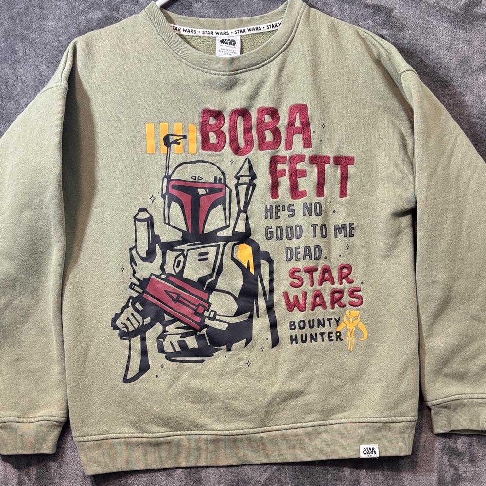 Star Wars Boba Fett Men's Crewneck Sweater - Olive and Burgundy